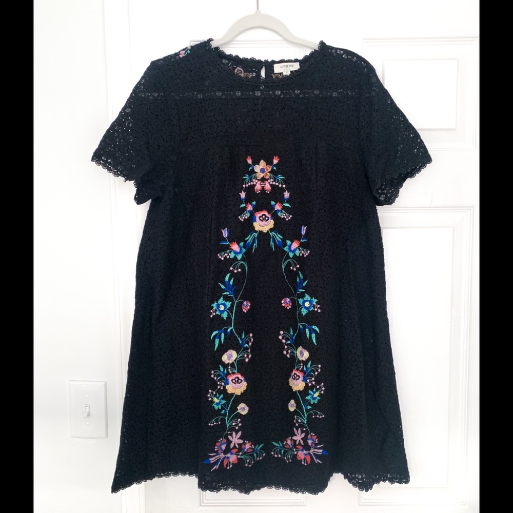 Sweet Floral (Free People Style) Black Dress
